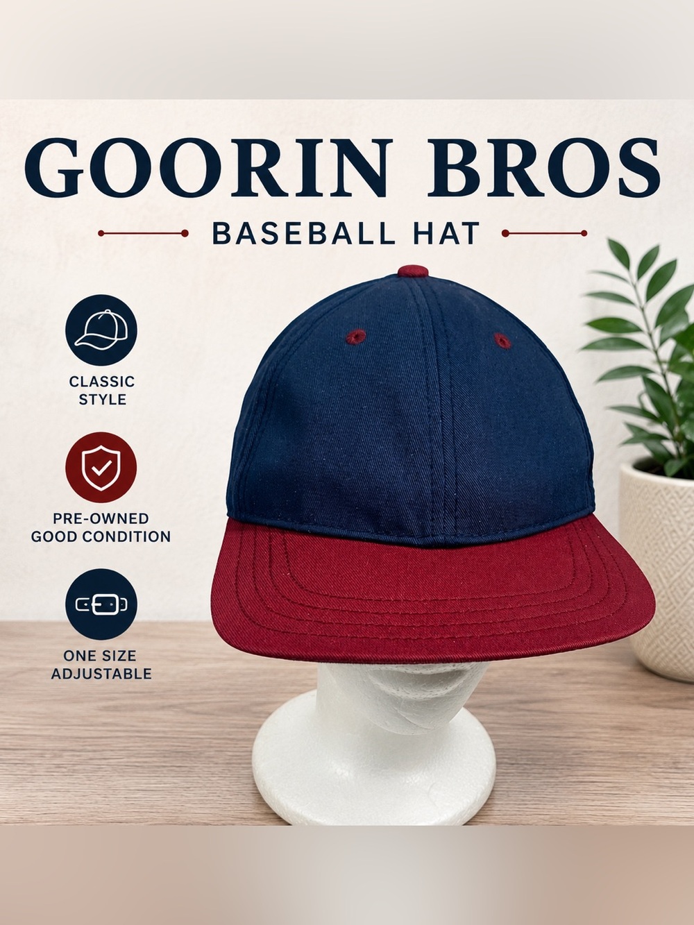 Goorin Bros Blue & Red Baseball Hat One Size Pre-Owned